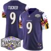 Ravens Maryland Flag 2024 AFC North Division Champions Patch Vapor Limited Jersey – All Stitched – Purple – Justin Tucker Jersey