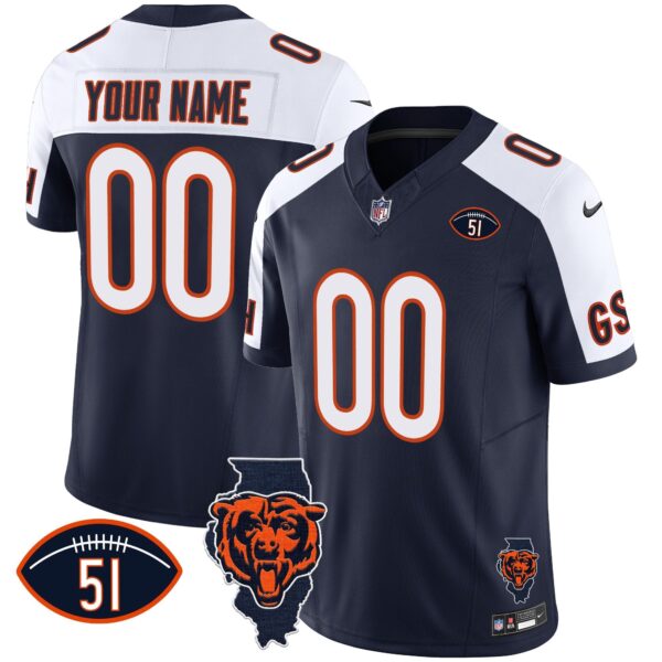 Bears Illinois Patch Vapor Custom Jersey – All Stitched – Alternate Jersey