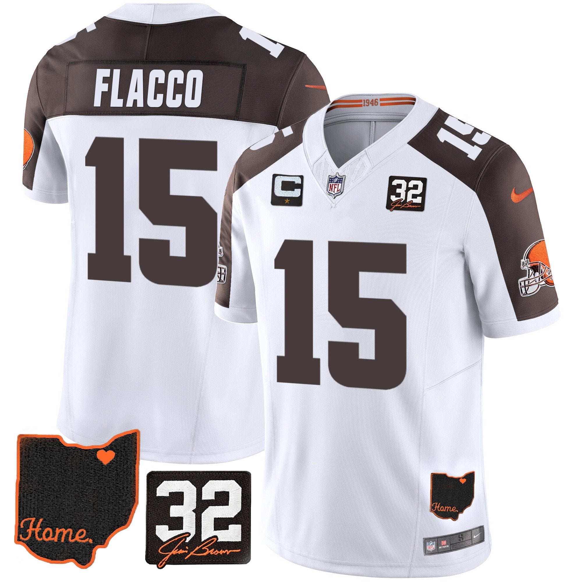 Joe Flacco Browns Vapor Jersey – All Stitched – Inverted Jersey