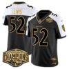 Ravens Maryland Flag Map 2024 AFC North Division Champions Patch Gold Vapor Limited Jersey – All Stitched – Alternate – Ray Lewis Jersey