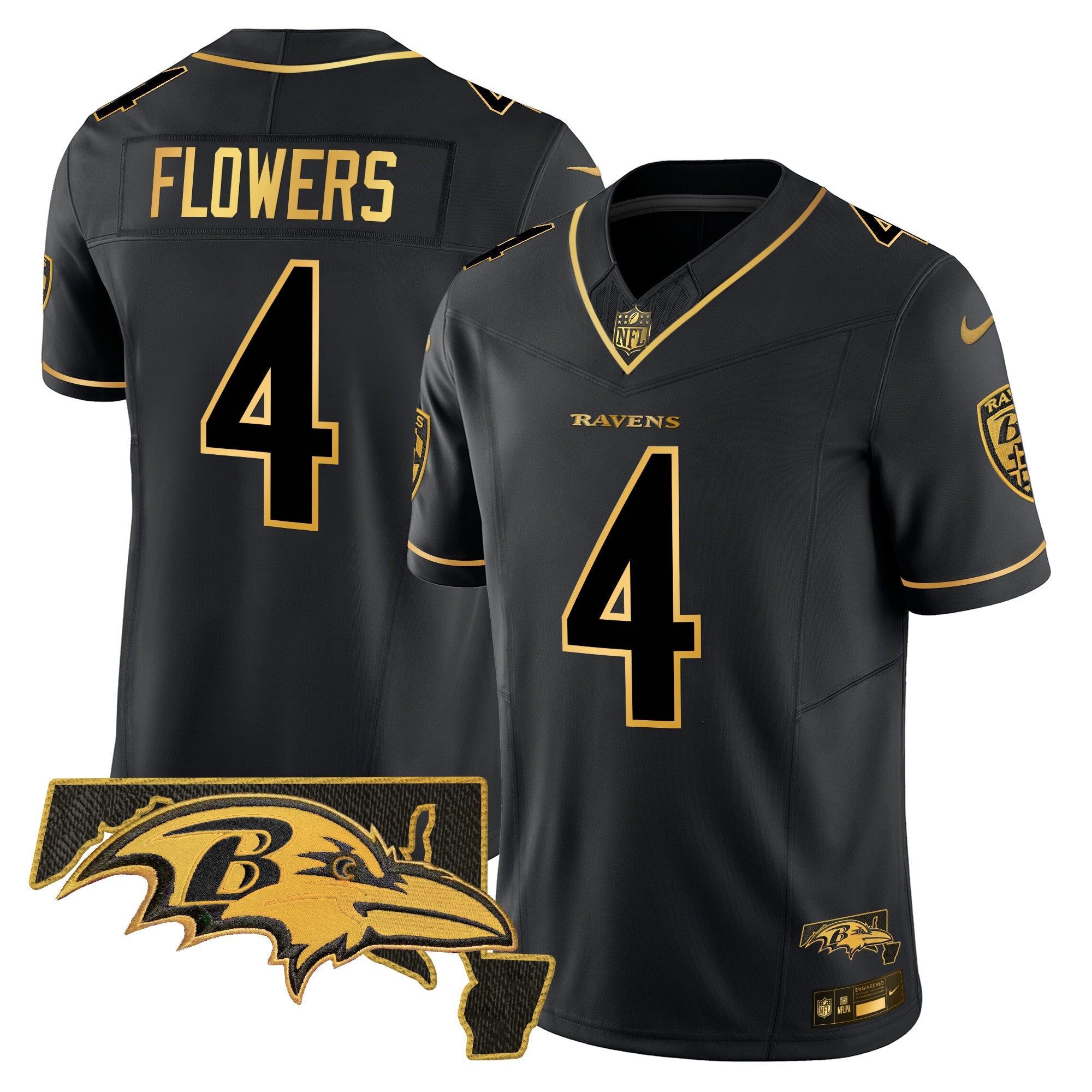 Ravens 2024 Gold Vapor Limited Jersey – All Stitched – Black Gold – Zay Flowers Jersey
