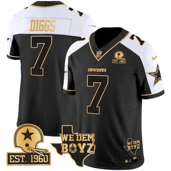 Cowboys Est. 1960 & We Dem Boyz Patch Gold Vapor Limited Jersey V2 – All Stitched – Alternate – Trevon Diggs Jersey