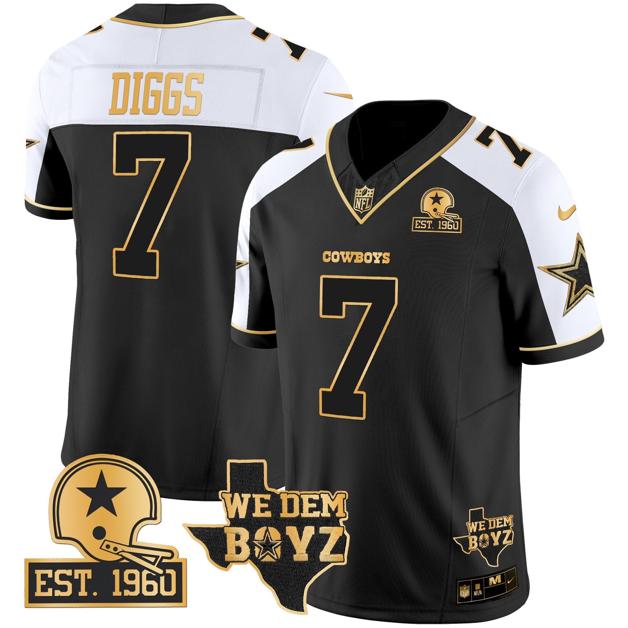 Cowboys Est. 1960 & We Dem Boyz Patch Gold Vapor Limited Jersey V2 – All Stitched – Alternate – Trevon Diggs Jersey