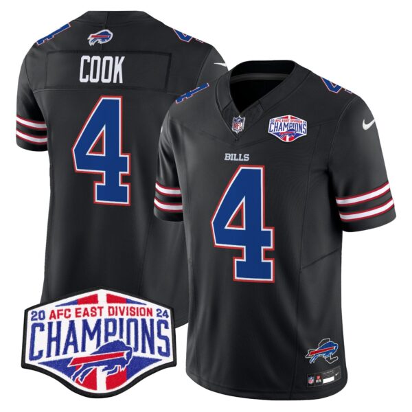 Bills 2024 AFC East Division Champions Vapor Limited Jersey – All Stitched – Black – James Cook Jersey