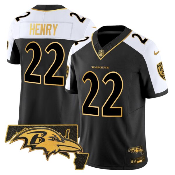 Ravens 2024 Gold Vapor Limited Jersey – All Stitched – Alternate – Derrick Henry Jersey