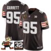 Browns #32 Jim Brown Memorial Patch Vapor Limited Jersey V2 – All Stitched – Brown – Myles Garrett Jersey