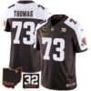 Browns #32 Jim Brown Memorial & Home Patch Jersey V3 – All Stitched – Alternate – Joe Thomas Jersey