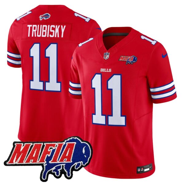 Buffalo Bills 2024 Bills Mafia Patch Vapor Limited Jersey – All Stitched – Red – Mitchell Trubisky Jersey