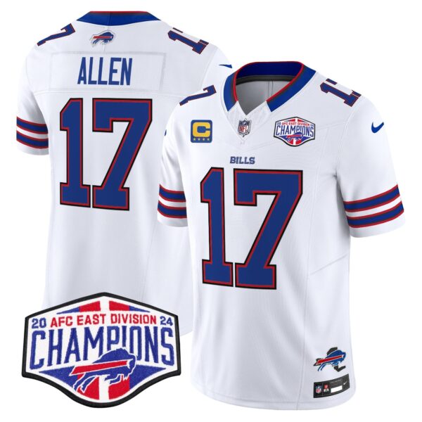 Bills 2024 AFC East Division Champions Vapor Limited Jersey – All Stitched – White – Josh Allen Jersey