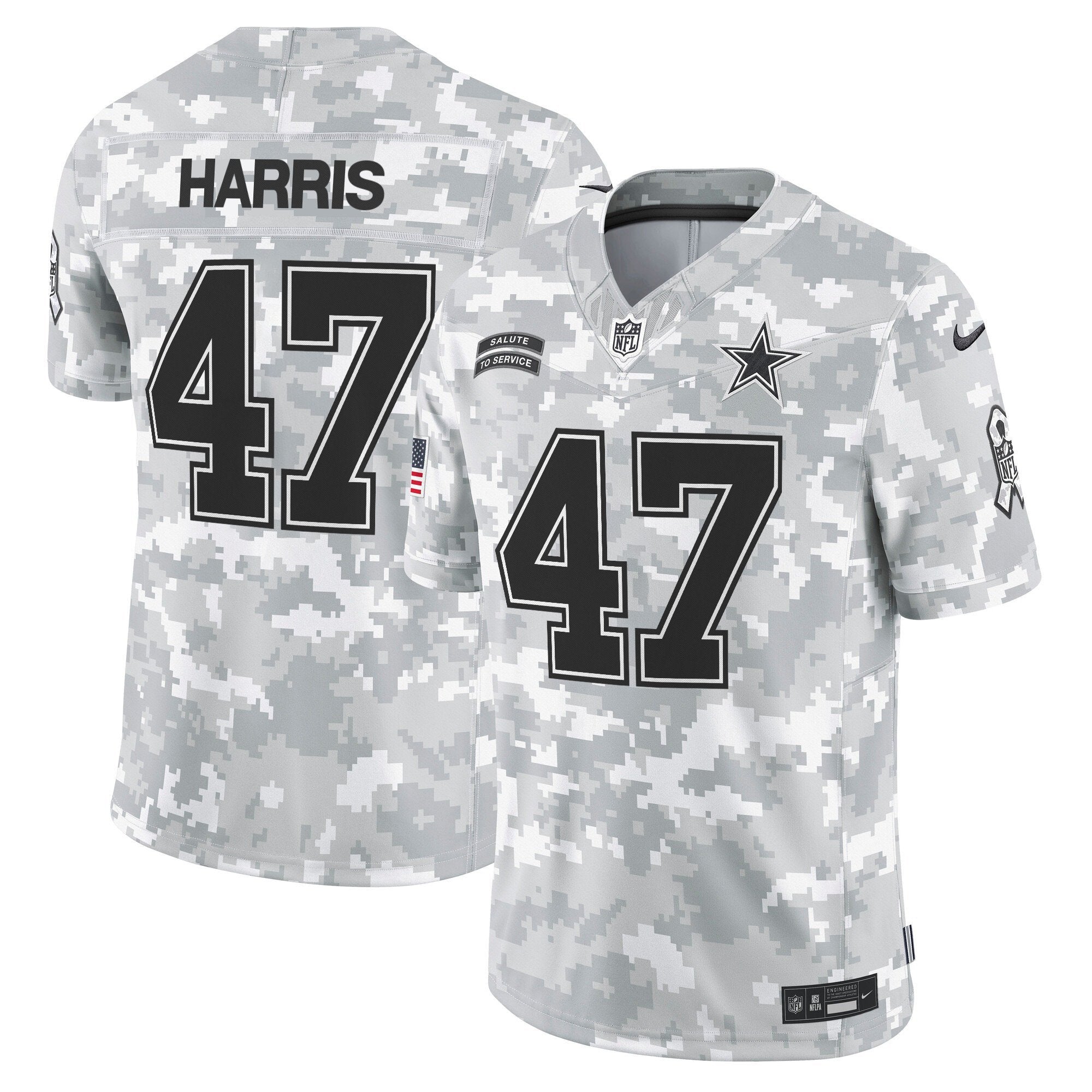 Dallas Cowboys 2024 Salute to Service Vapor Limited Jersey – All stitched – Arctic Camo – Kamala Harris Jersey
