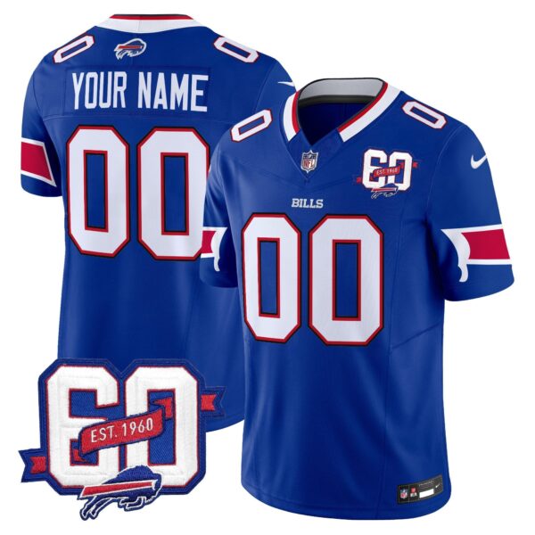Bills 60th Anniversary Patch Vapor Limited Custom Jersey – All Stitched – Royal Jersey