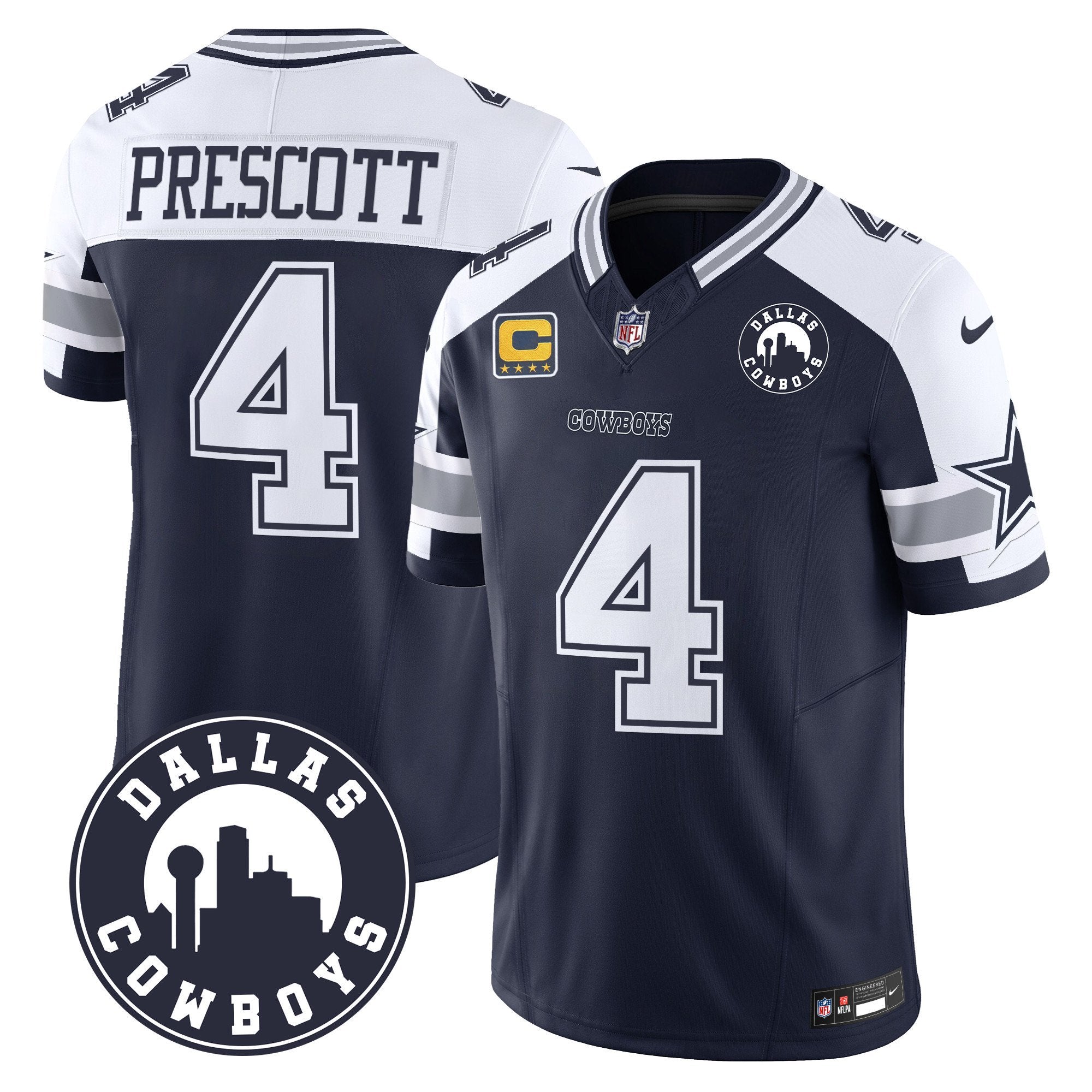 Cowboys “Dallas City” Patch Vapor Limited Jersey – All Stitched – Alternate – Dak Prescott Jersey