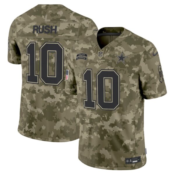 Dallas Cowboys 2024 Salute to Service Vapor Limited Jersey – All stitched – Olive Camo – Cooper Rush Jersey