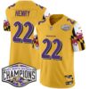 Ravens Maryland Flag 2024 AFC North Division Champions Patch Vapor Limited Jersey – All Stitched – Gold – Derrick Henry Jersey