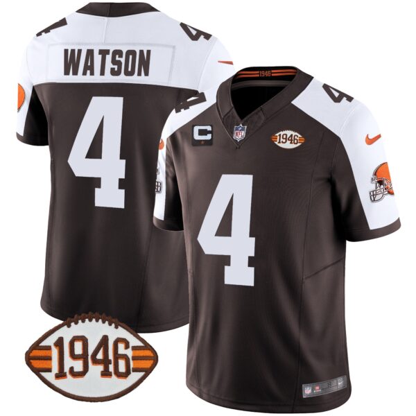 Browns 1946 75th Anniversary Patch Jersey – All Stitched – Alternate – Deshaun Watson Jersey