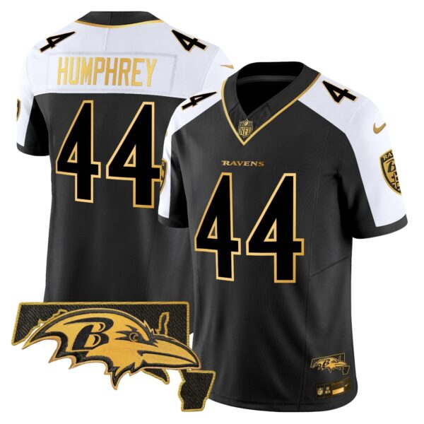Ravens Maryland Patch Gold Vapor Limited Jersey V2 – All Stitched – Alternate – Marlon Humphrey Jersey