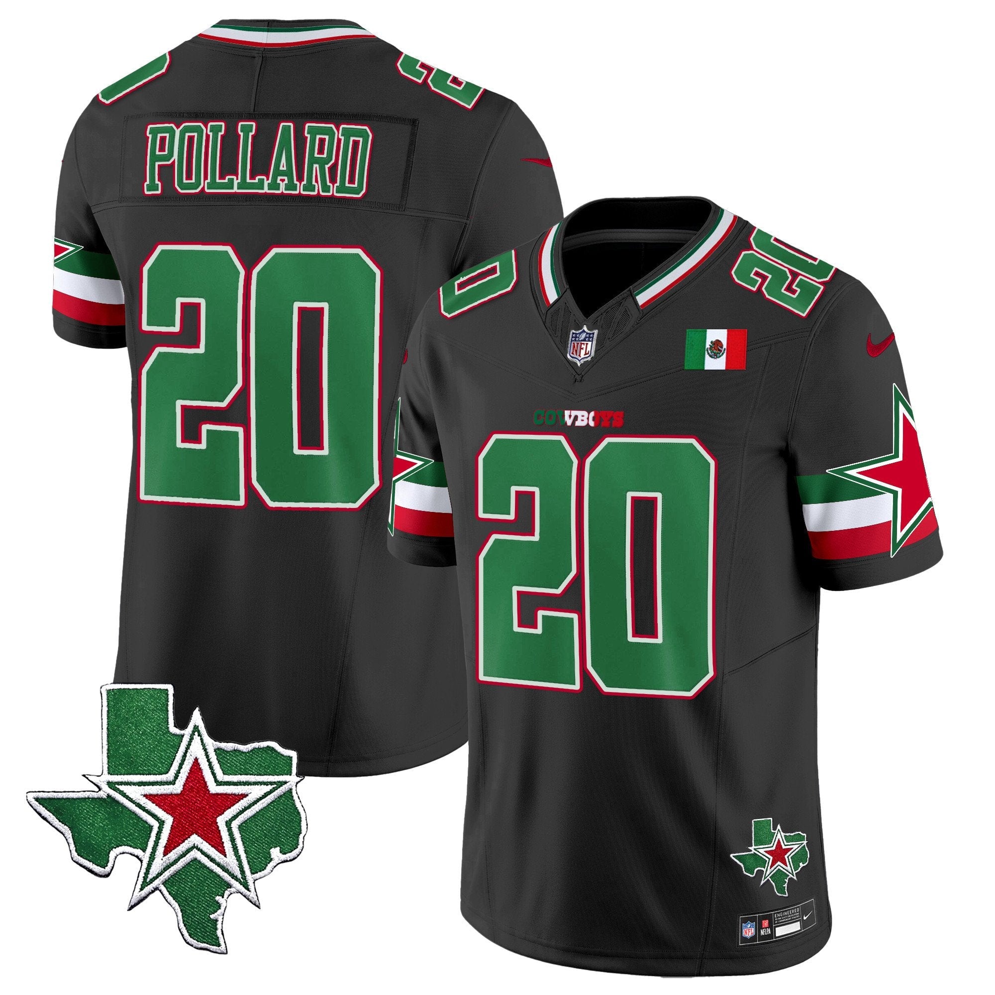Cowboys 2024 Mexico Vapor Limited Jersey – All Stitched – Black – Tony Pollard Jersey