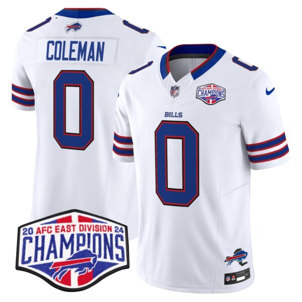 Bills 2024 AFC East Division Champions Vapor Limited Jersey – All Stitched – White – Keon Coleman Jersey