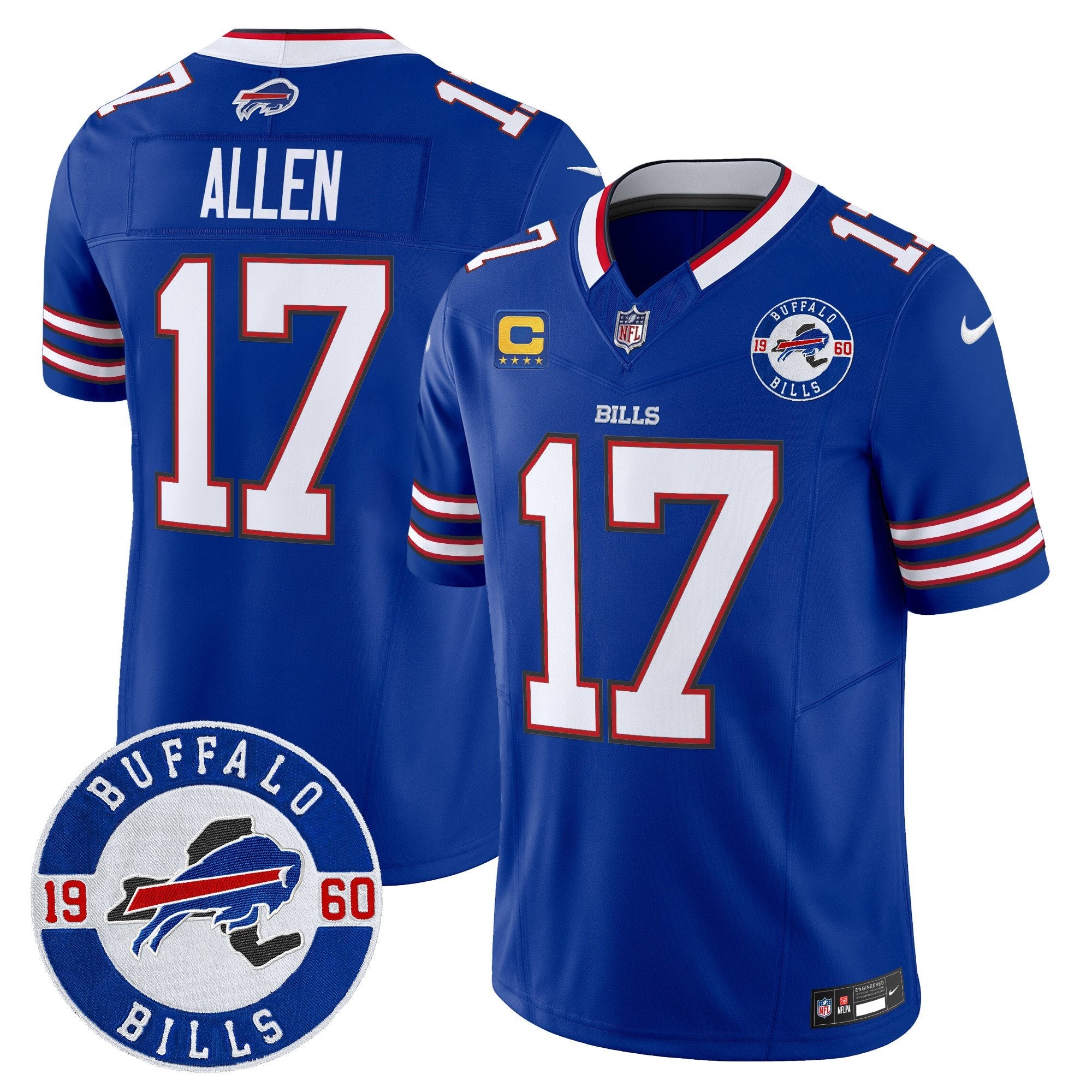 Buffalo Bills 2024 Vapor Limited Jersey – Est. 1960 Patch – All Stitched – Royal – Josh Allen Jersey