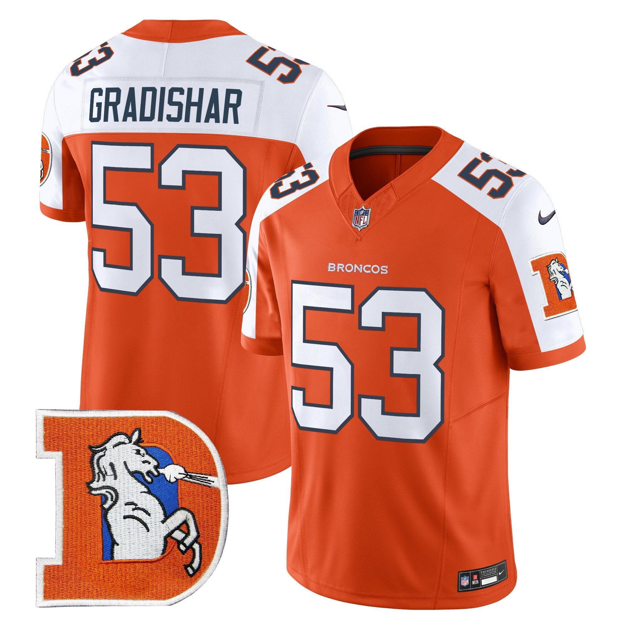 Denver Broncos Throwback Vapor Limited Jersey V2 – All Stitched – Orange Alternate – Randy Gradishar Jersey