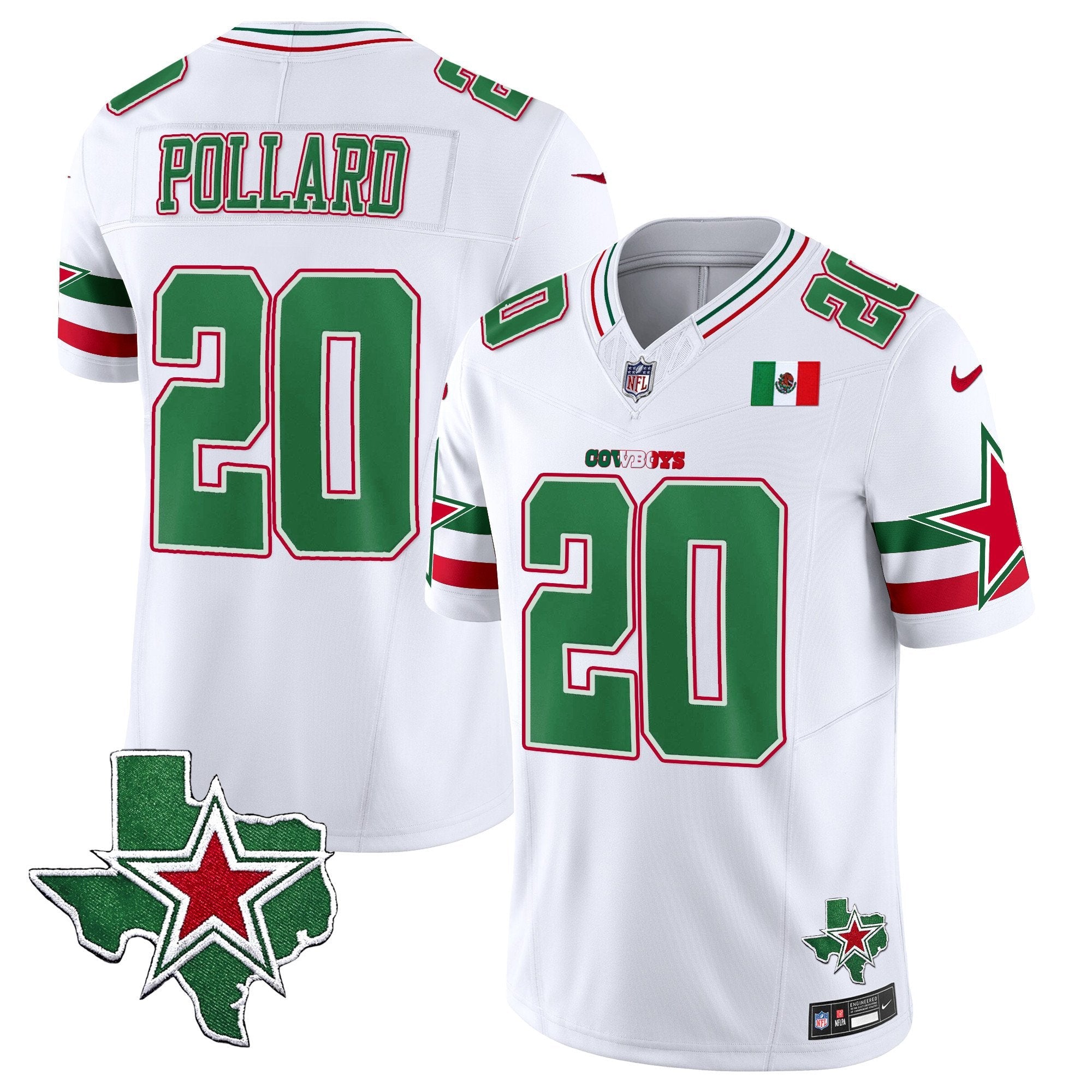 Cowboys 2024 Mexico Vapor Limited Jersey – All Stitched – White – Tony Pollard Jersey