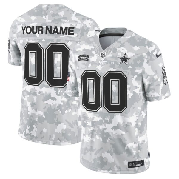 Dallas Cowboys 2024 Salute to Service Vapor Limited Custom Jersey – All stitched – Arctic Camo Jersey