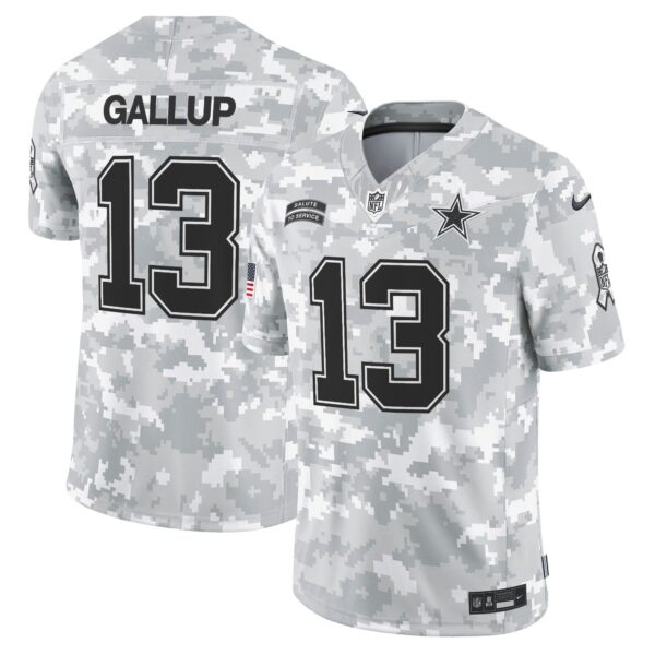Dallas Cowboys 2024 Salute to Service Vapor Limited Jersey – All stitched – Arctic Camo – Michael Gallup Jersey