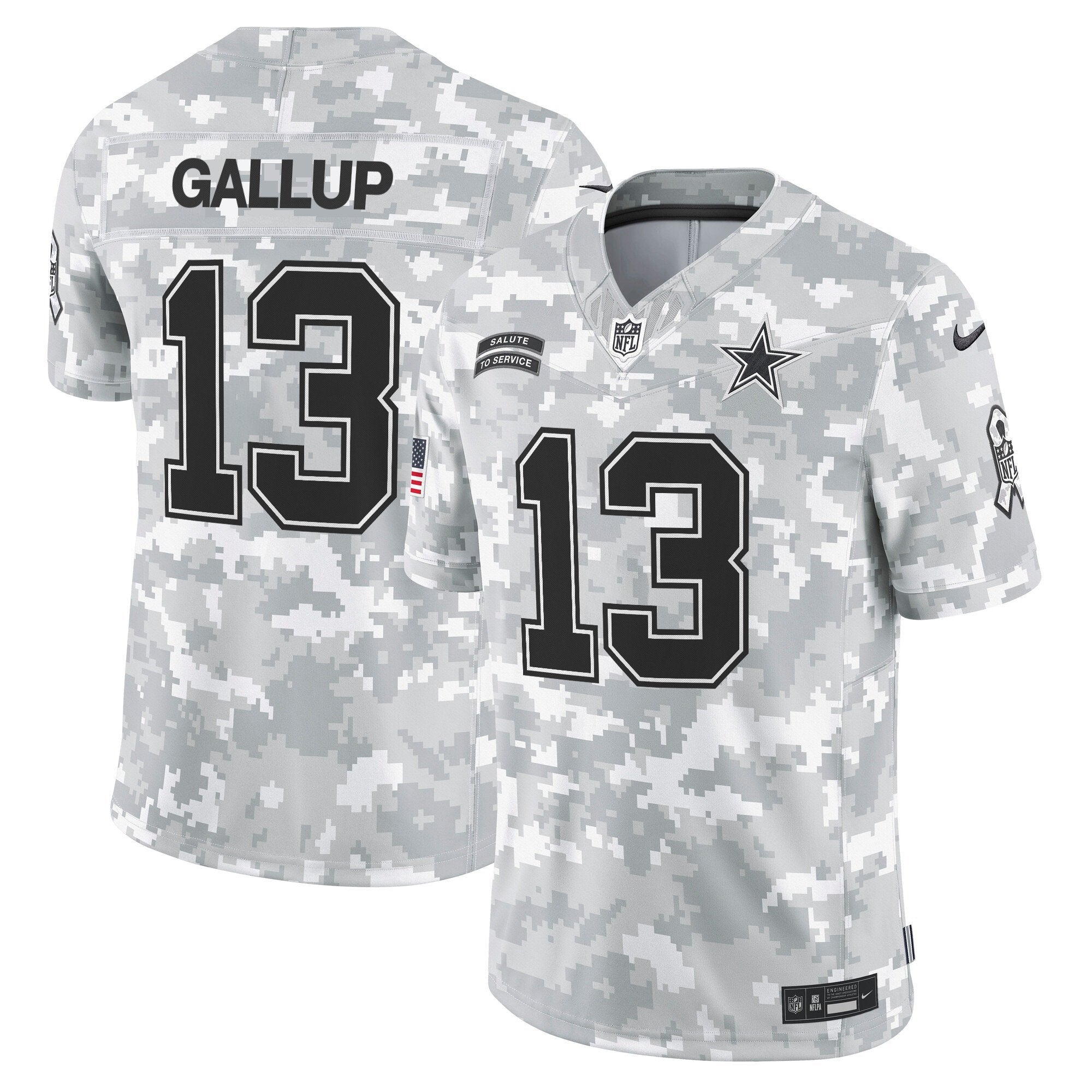 Dallas Cowboys 2024 Salute to Service Vapor Limited Jersey – All stitched – Arctic Camo – Michael Gallup Jersey