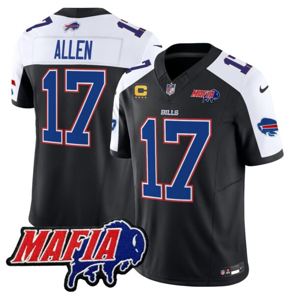Buffalo Bills 2024 Bills Mafia Patch Vapor Limited Jersey – All Stitched – Black Alternate – Josh Allen Jersey