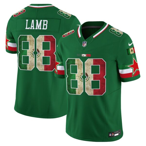 Dallas Cowboys Mexico Vapor Limited Jersey V3 – All Stitched – Green – CeeDee Lamb Jersey
