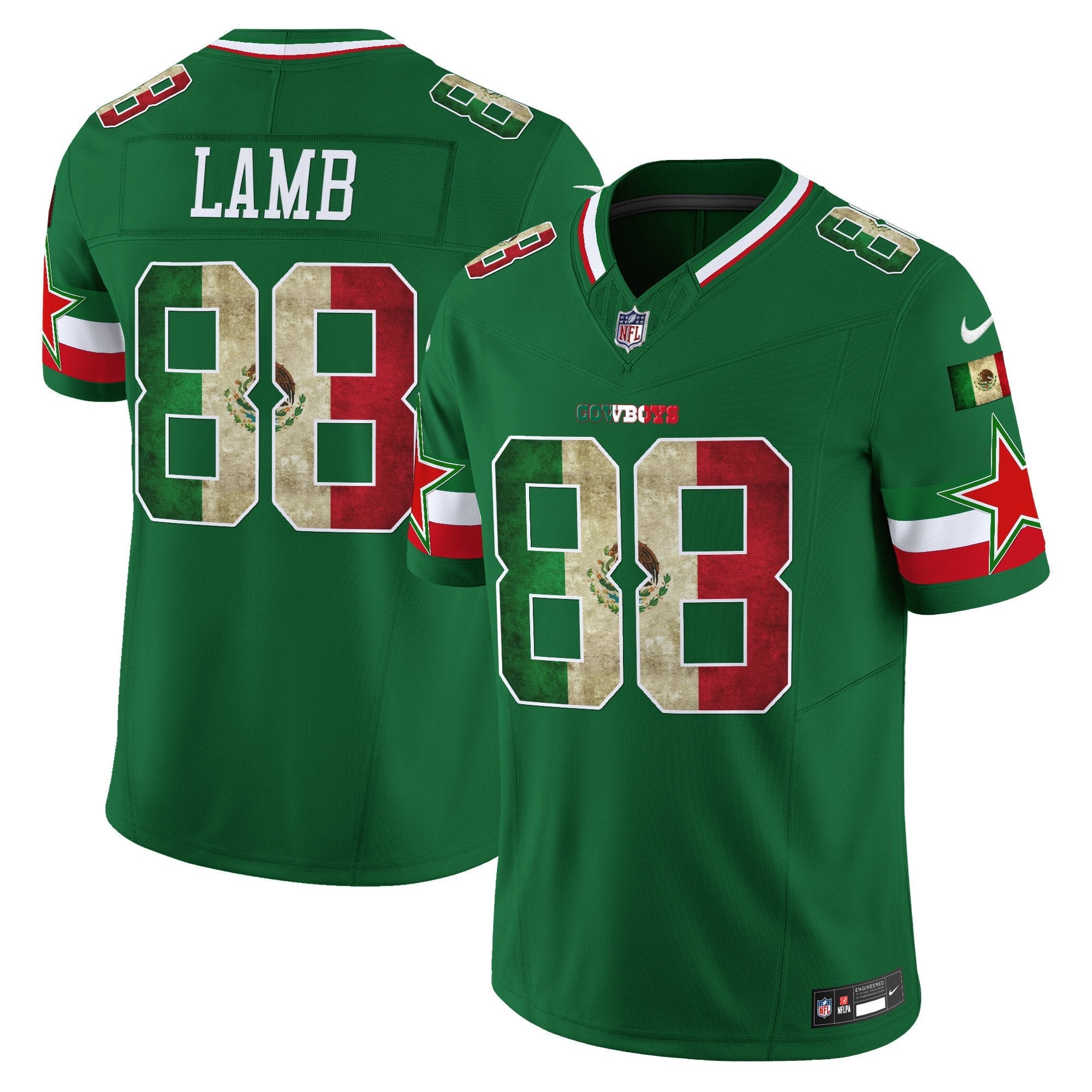 Dallas Cowboys Mexico Vapor Limited Jersey V3 – All Stitched – Green – CeeDee Lamb Jersey