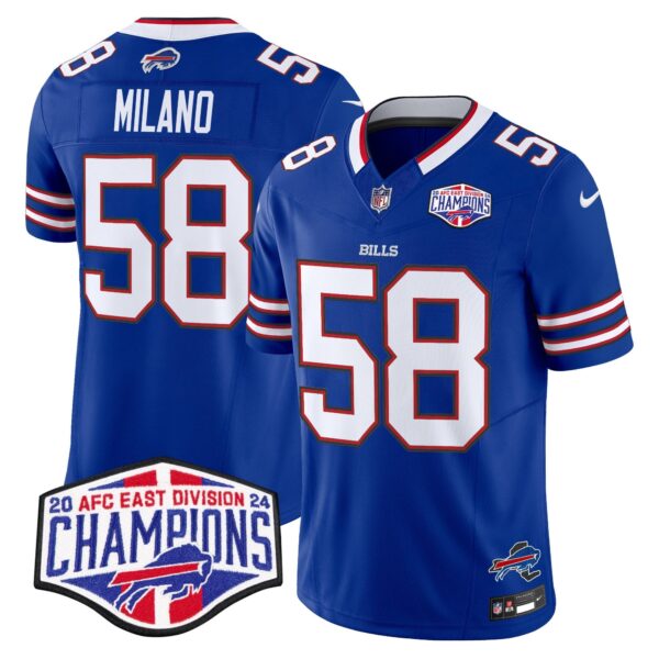 Bills 2024 AFC East Division Champions Vapor Limited Jersey – All Stitched – Royal – Matt Milano Jersey