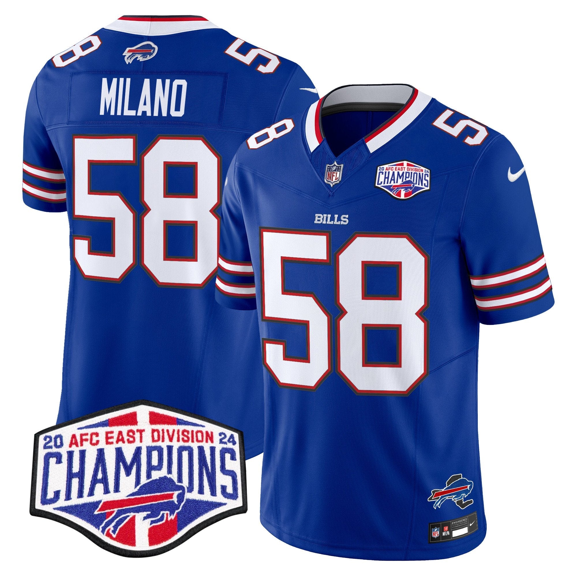 Bills 2024 AFC East Division Champions Vapor Limited Jersey – All Stitched – Royal – Matt Milano Jersey
