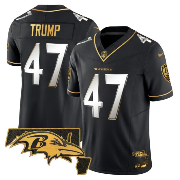 Ravens 2024 Gold Vapor Limited Jersey – All Stitched – Black Limited – Donald Trump Jersey
