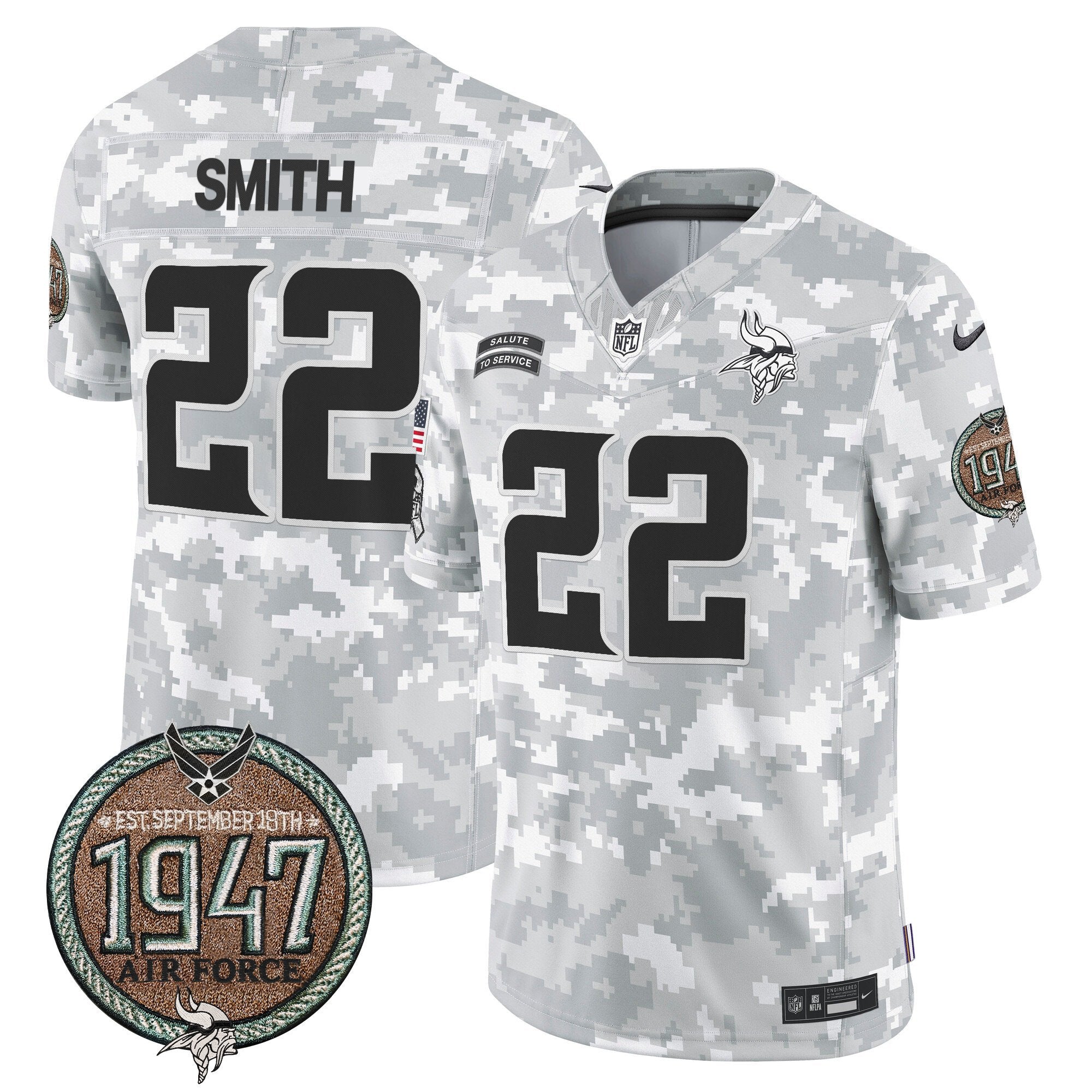 Vikings 2024 Salute to Service Establishment Year Patch Vapor Limited Jersey – All Stitched – Air Force – Harrison Smith Jersey