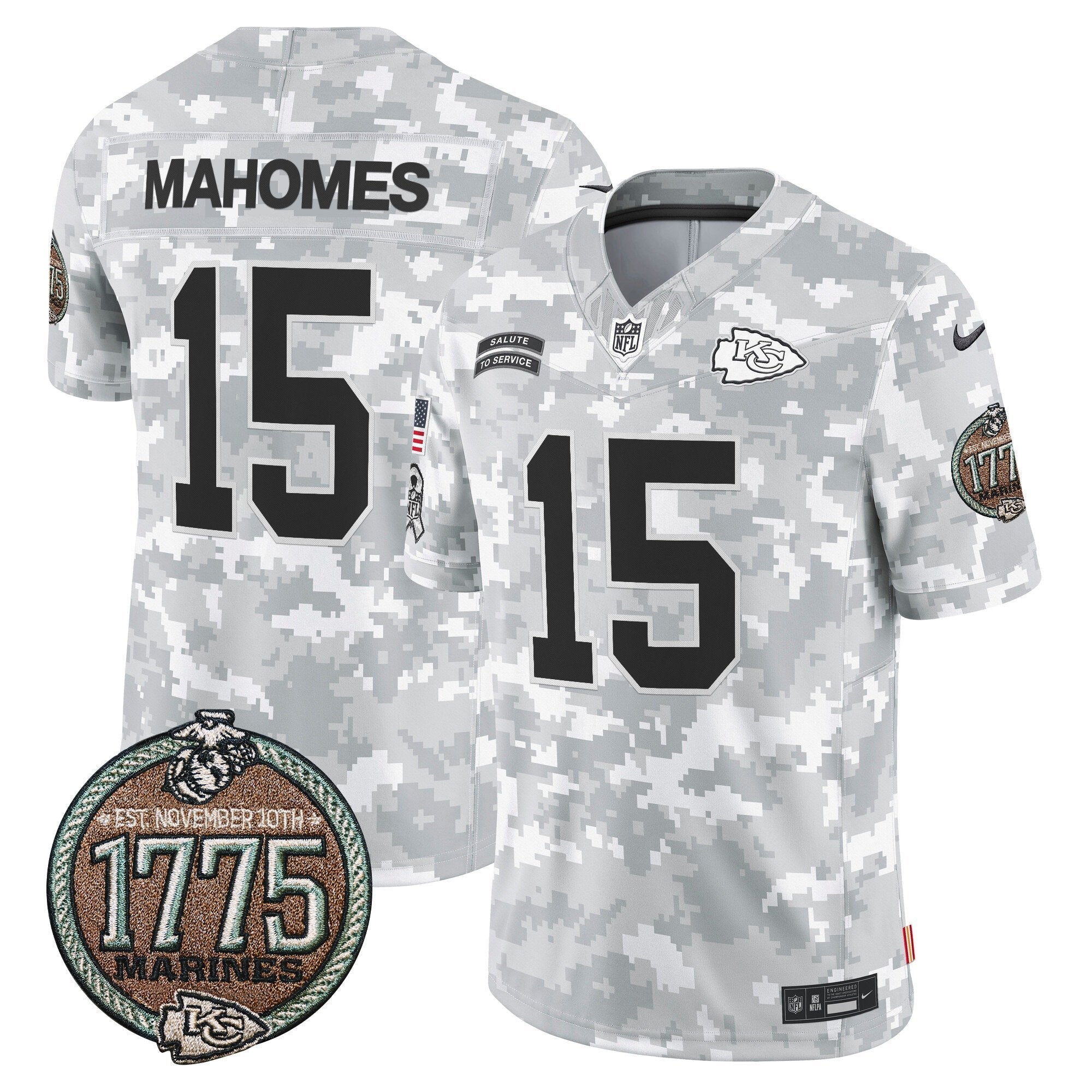 Chiefs 2024 Salute to Service Establishment Year Patch Vapor Limited Jersey – All Stitched – Marines – Patrick Mahomes Jersey