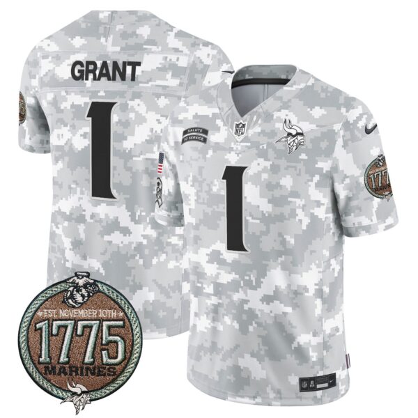 Vikings 2024 Salute to Service Establishment Year Patch Vapor Limited Jersey – All Stitched – Marines – Bud Grant Jersey