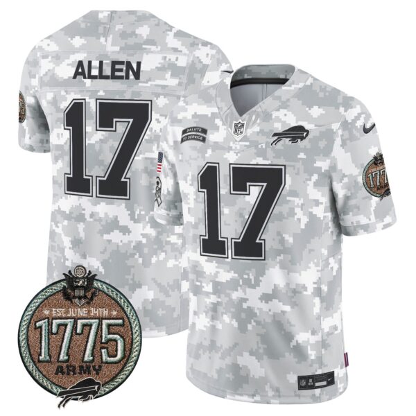 Bills 2024 Salute to Service Establishment Year Patch Vapor Limited Jersey – All Stitched – Army – Josh Allen Jersey