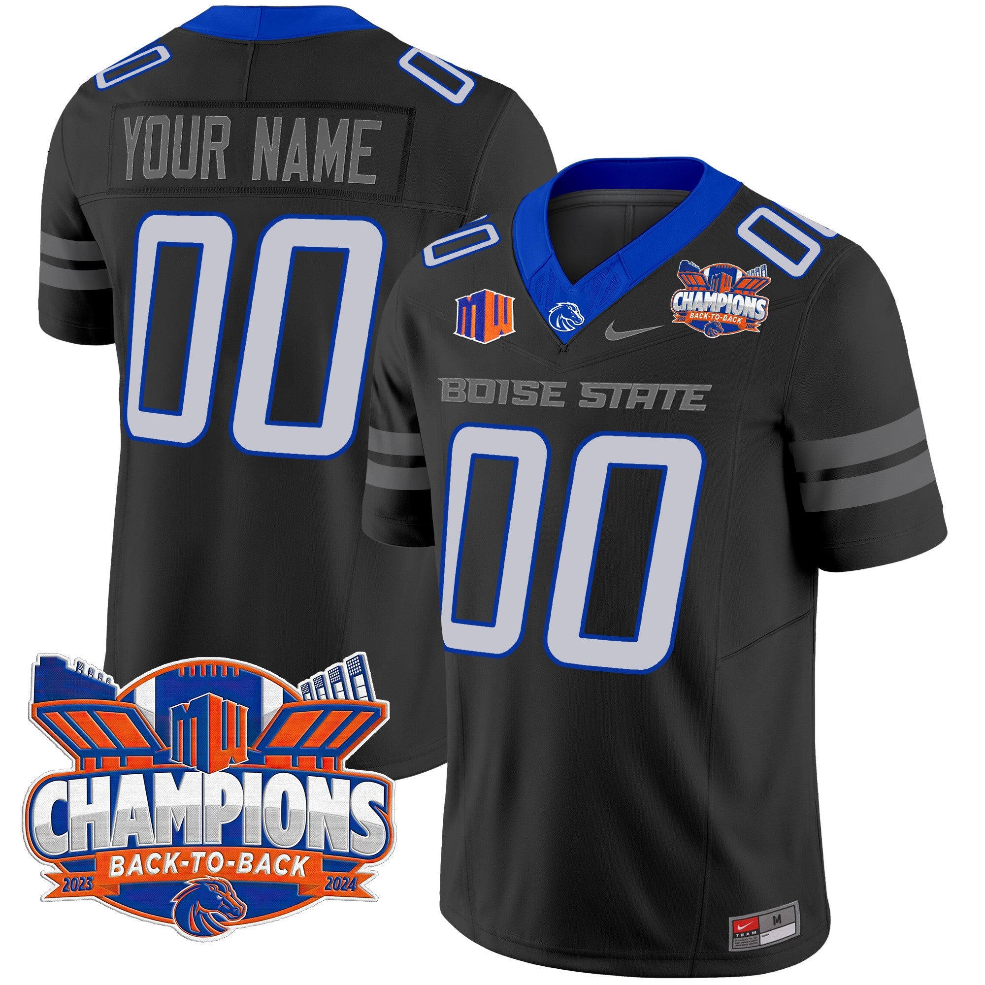 Boise State Broncos 2024 Back To Back Champions Vapor Limited Custom Jersey – All Stitched – Black Jersey