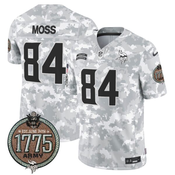 Vikings 2024 Salute to Service Establishment Year Patch Vapor Limited Jersey – All Stitched – Army – Randy Moss Jersey
