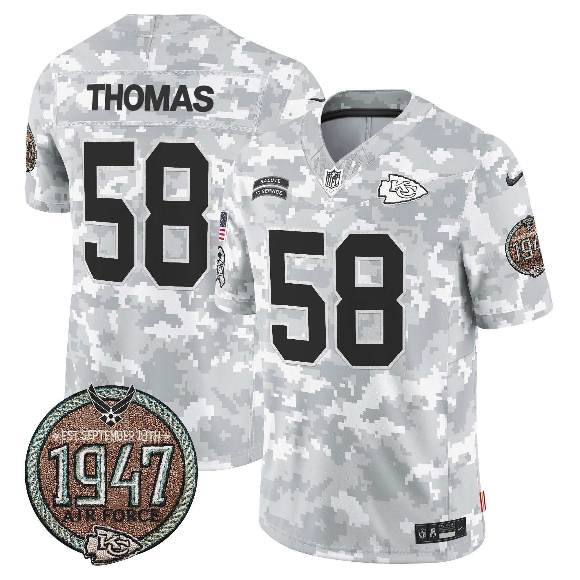 Chiefs 2024 Salute to Service Establishment Year Patch Vapor Limited Jersey – All Stitched – Air Force – Derrick Thomas Jersey