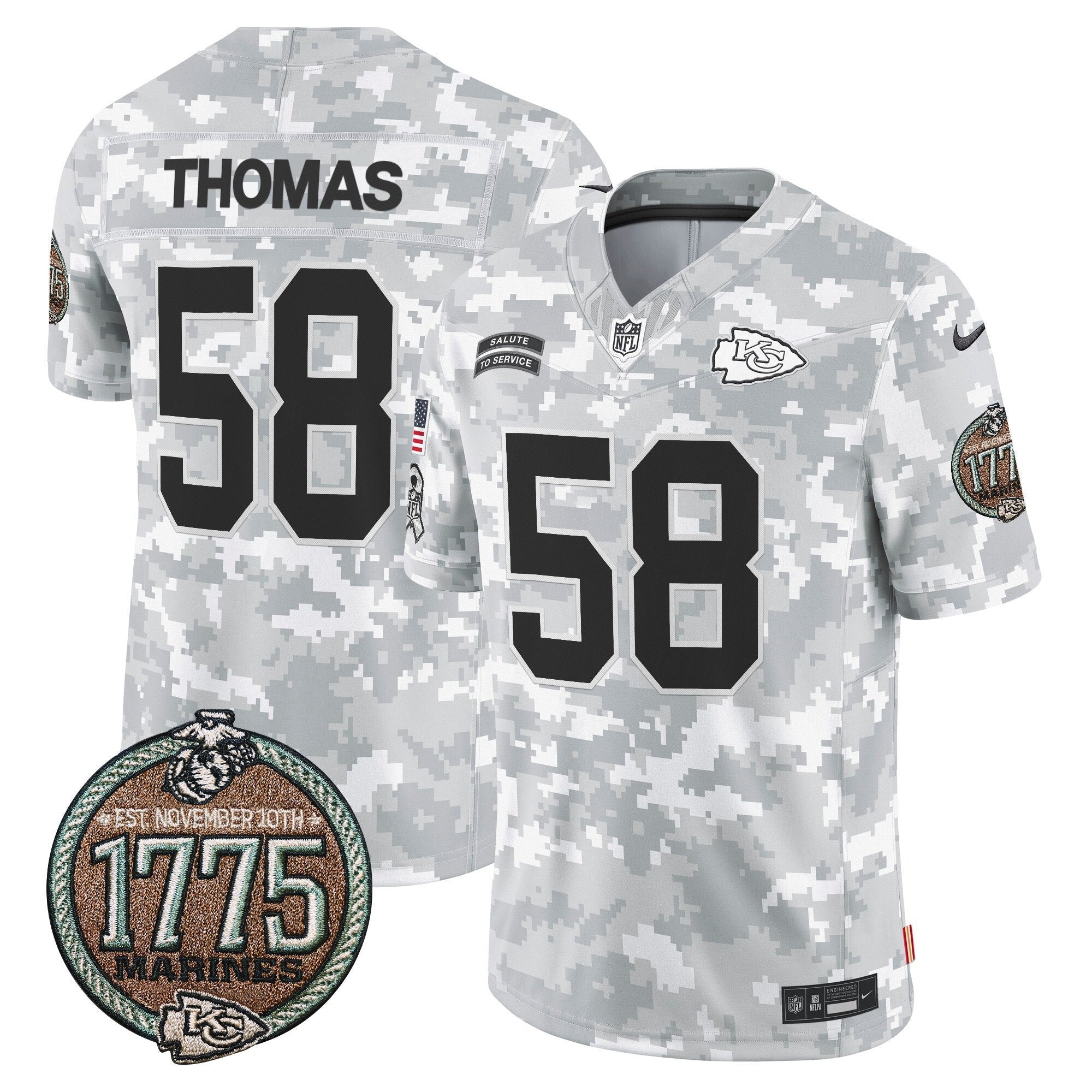 Chiefs 2024 Salute to Service Establishment Year Patch Vapor Limited Jersey – All Stitched – Marines – Derrick Thomas Jersey