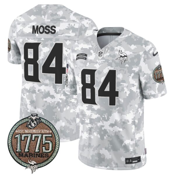 Vikings 2024 Salute to Service Establishment Year Patch Vapor Limited Jersey – All Stitched – Marines – Randy Moss Jersey