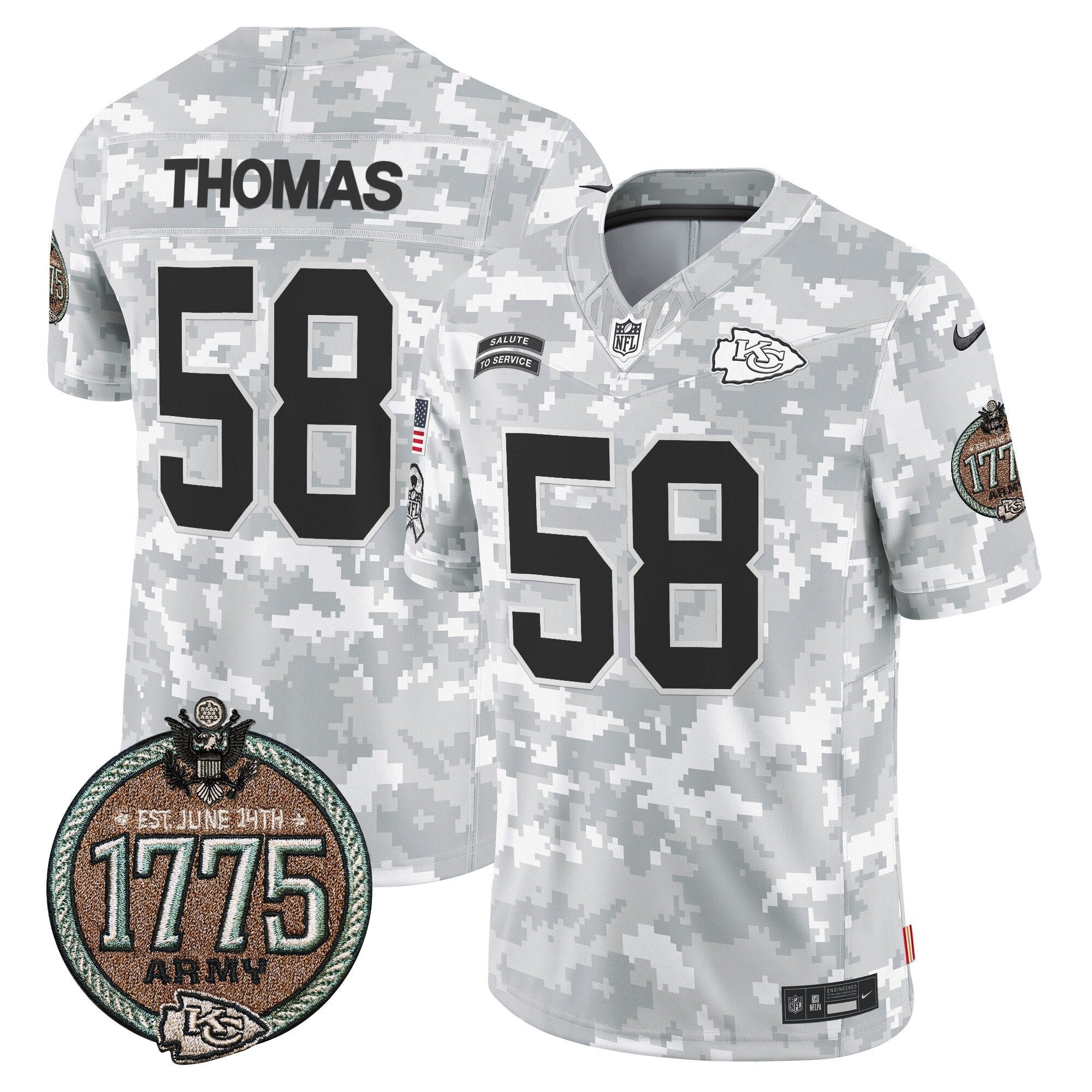 Chiefs 2024 Salute to Service Establishment Year Patch Vapor Limited Jersey – All Stitched – Army – Derrick Thomas Jersey