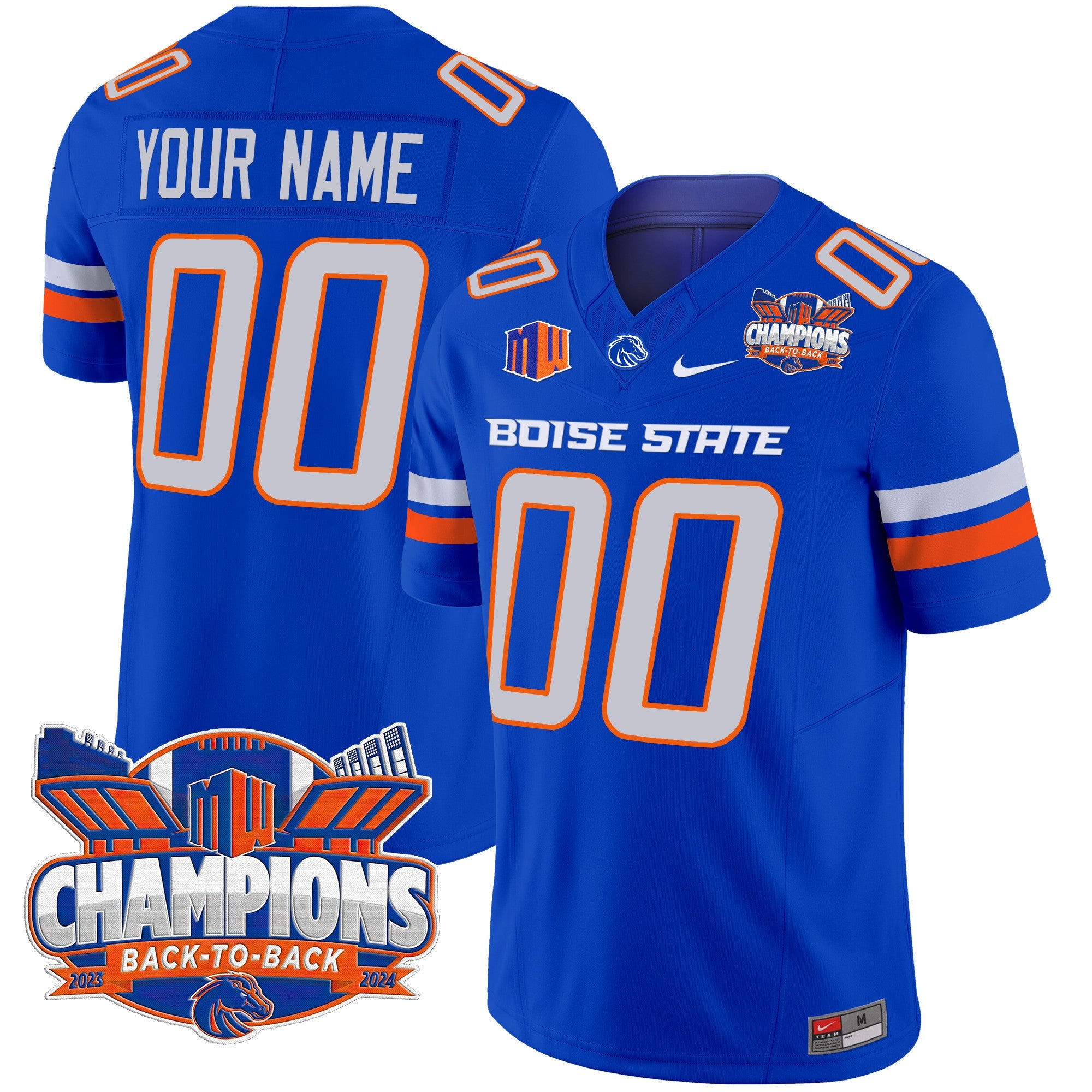 Boise State Broncos 2024 Back To Back Champions Vapor Limited Custom Jersey – All Stitched – Royal Jersey