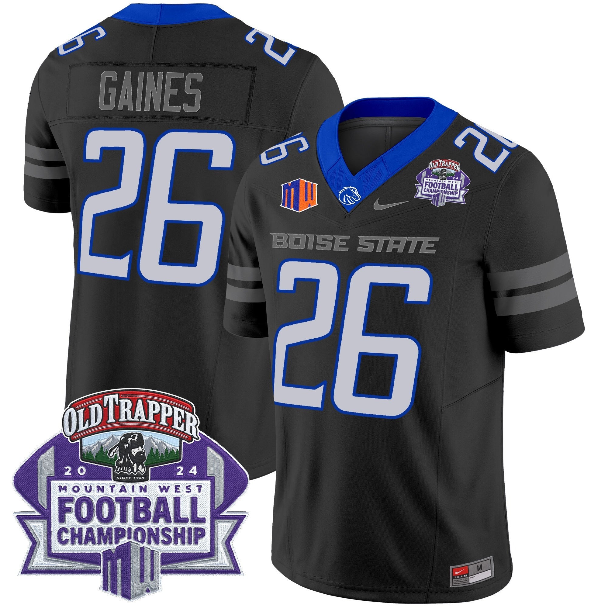 Boise State Broncos 2024 Championship Vapor Limited Jersey – All Stitched – Black – Sire Gaines Jersey