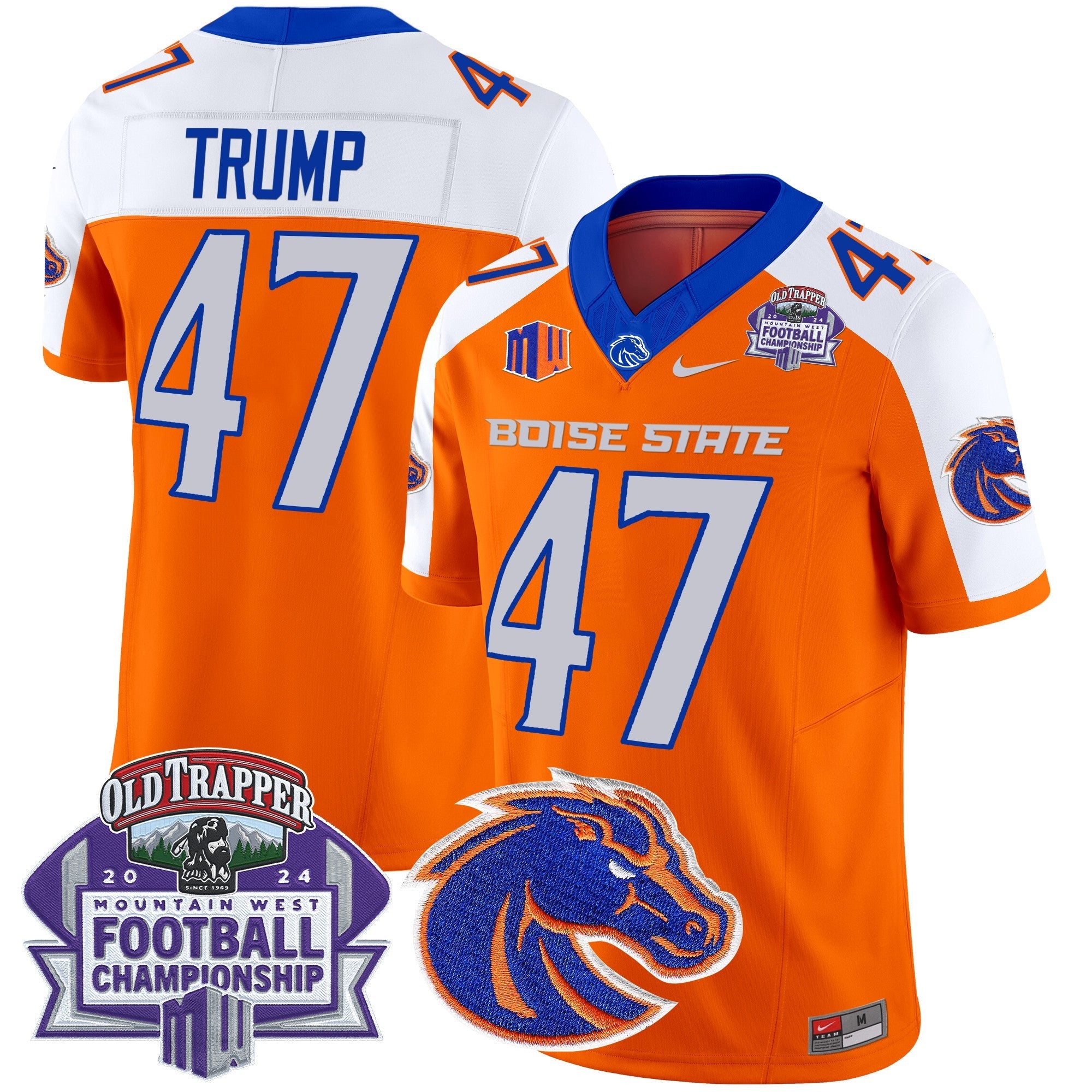 Boise State Broncos 2024 Championship Vapor Limited Jersey – All Stitched – Orange Alternate – Donald Trump Jersey
