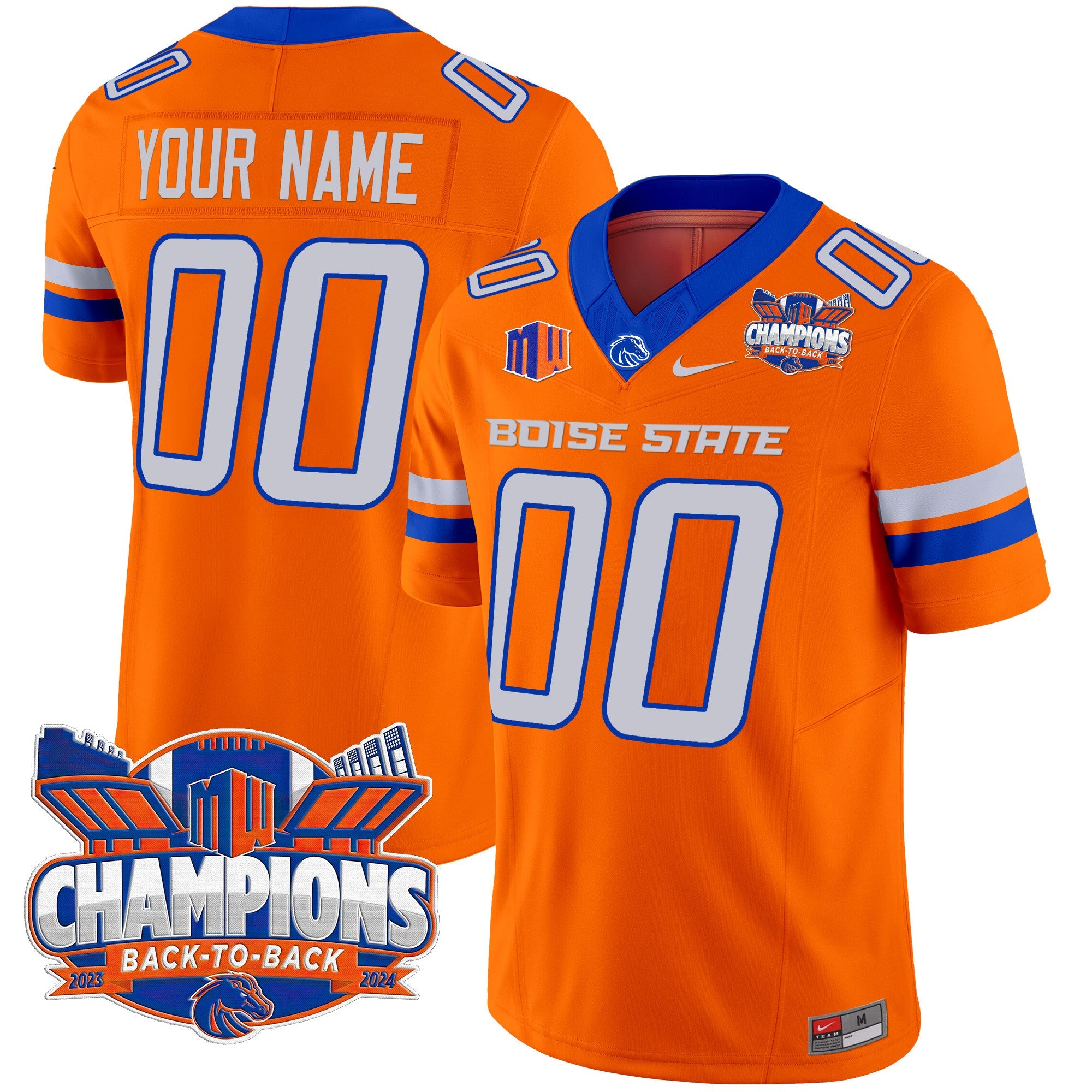 Boise State Broncos 2024 Back To Back Champions Vapor Limited Custom Jersey – All Stitched – Orange Jersey