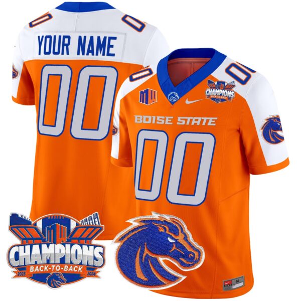 Boise State Broncos 2024 Back To Back Champions Vapor Limited Custom Jersey – All Stitched – Orange Alternate Jersey