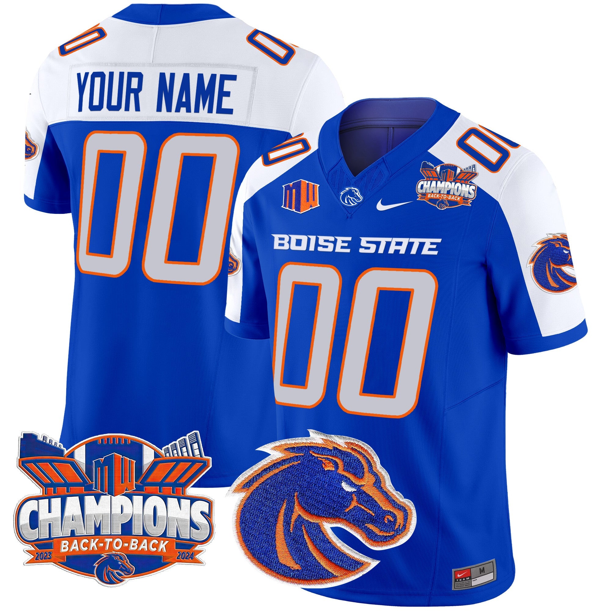 Boise State Broncos 2024 Back To Back Champions Vapor Limited Custom Jersey – All Stitched – Royal Alternate Jersey